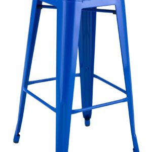Taburete TOL EK WOOD, acero, azul, asiento madera