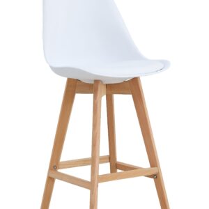 Taburete TORRE (SU), madera, blanco, cojín blanco