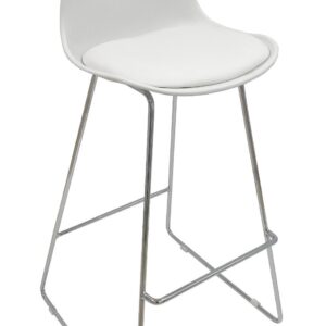 Taburete TOW FIBB, cromado, carcasa y tapizado blanco